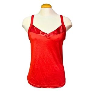 Women’s Large Red Tank Top with Silk Like Detailing